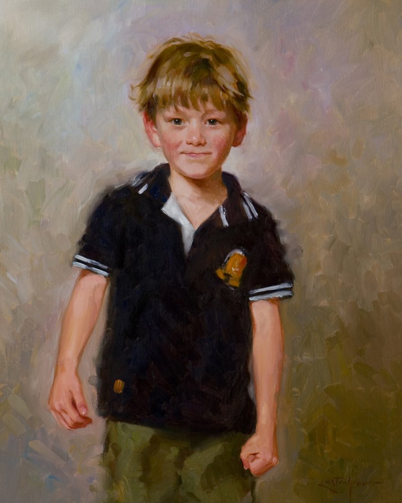 Commissioned portraits from photography. Little boy. Oil painting by Ben Lustenhouwer
