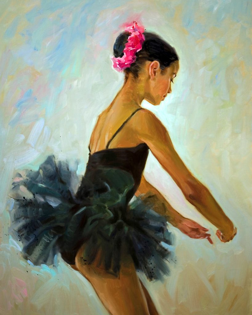 Commissioned portraits from photography Young ballerina. oil painting by Ben Lustenhouwer